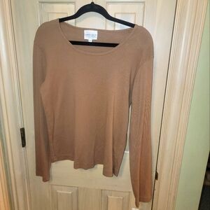 NWT Misses sz L Cotton USA by George Hagopian Light Brown long sleeve Shirt
